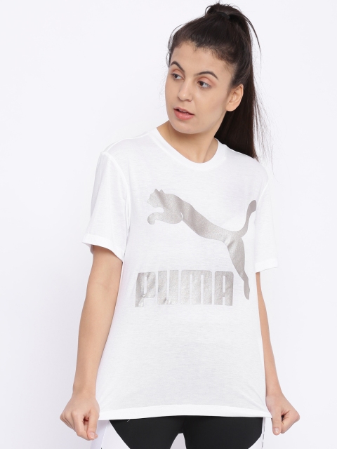 

Puma Women White Classics Logo Printed T-shirt