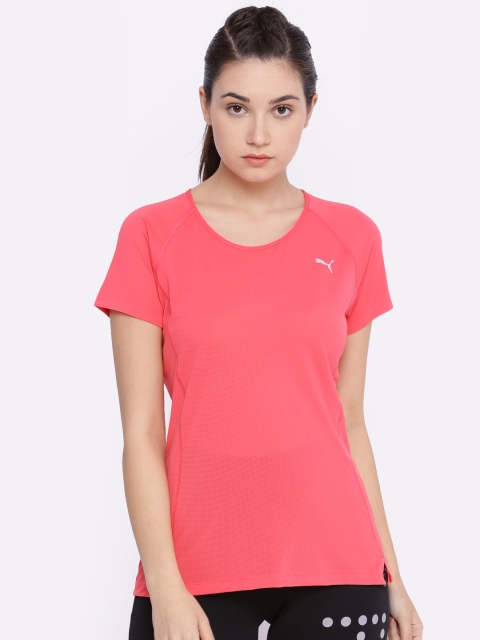 

Puma Women Pink Solid Round Neck T-shirt