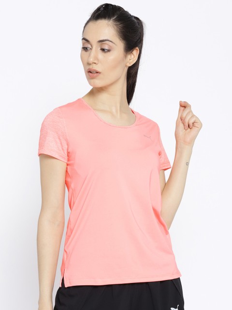 

Puma Women Pink Layer Solid Round Neck T-shirt