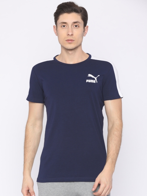 

Puma Men Navy Regular Fit Archive T7 Stripe T-shirt, Navy blue