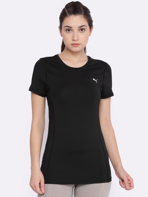 

Puma Women Black Solid Round Neck T-shirt