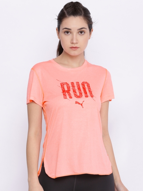 

Puma Florescent Pink Run S S Tee W Printed T-shirt