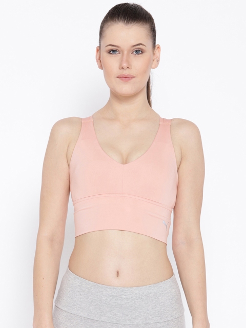 

Puma Peach-Coloured Solid Non-Padded En Pointe Crop Sports Bra 51639903