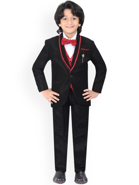 

Jeetethnics Boys Black & Red Single-Breasted Suit Set