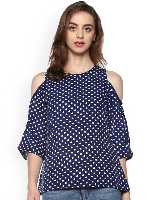 

Mayra Women Blue Polka Dot Printed Top