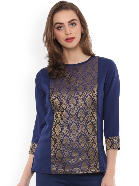 

Mayra Women Blue Self Design Top