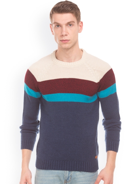 

Aeropostale Men Blue Colourblocked Pullover