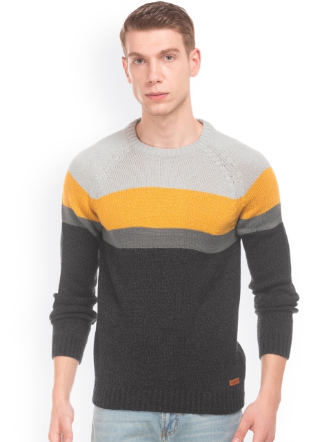 

Aeropostale Men Charcoal Grey Colourblocked Pullover