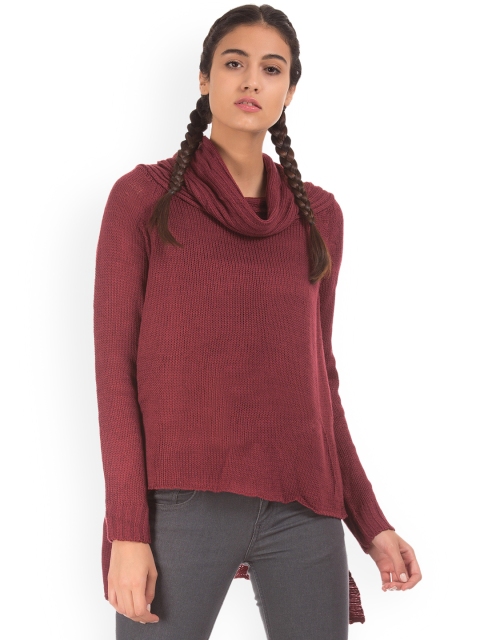 

Ed Hardy Women Burgundy Solid Pullover