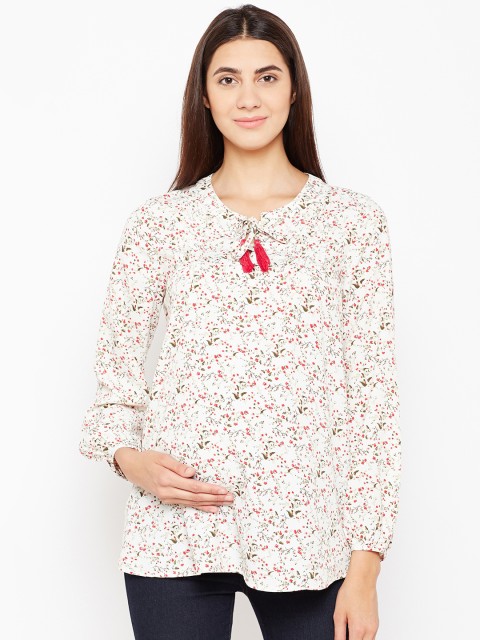 

Oxolloxo Women Off-White Printed Maternity Top