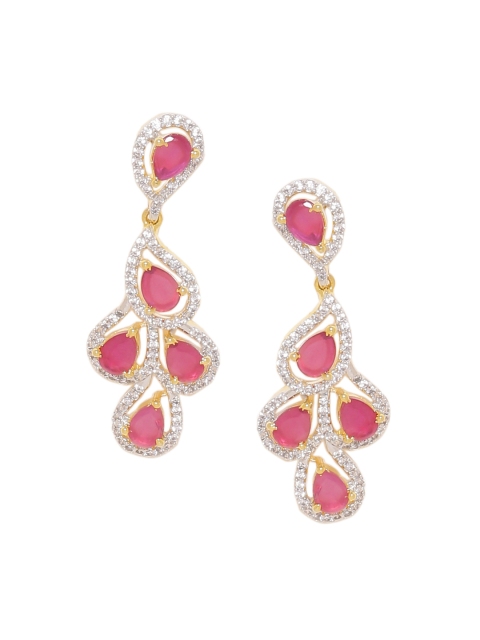 

Voylla Gold-Toned Teardrop Shaped Drop Earrings