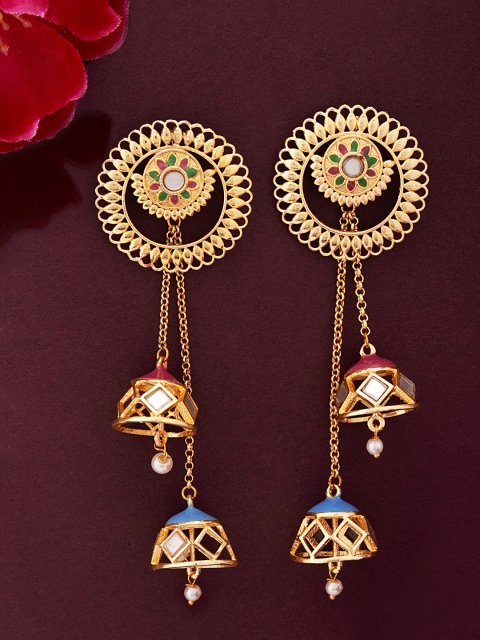 

Studio Voylla Gold-Toned Contemporary Jhumkas