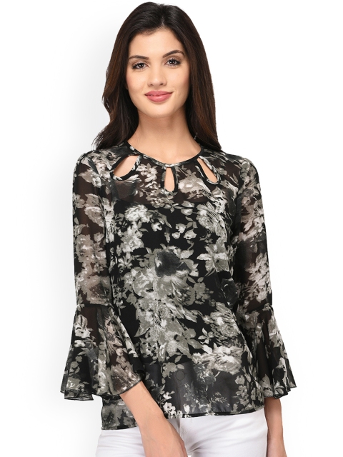 

PURYS Women Black Printed Top