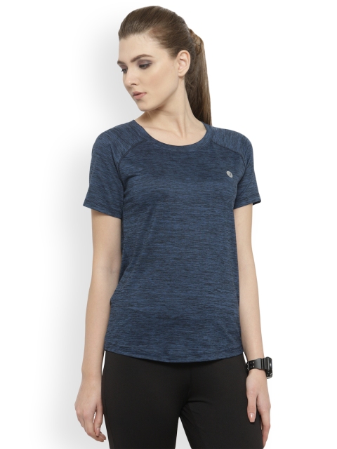 

BUKKUM Women Navy Blue Solid Round Neck T-shirt