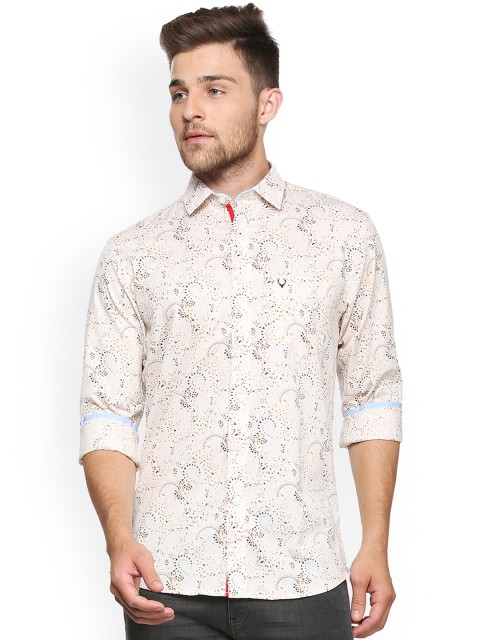 

Allen Solly Men Cream-Coloured & Black Slim Fit Printed Casual Shirt