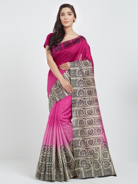 

Silk Bazar Pink Printed Art Silk Saree