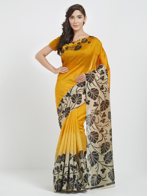 

Silk Bazar Yellow Printed Art Silk Saree