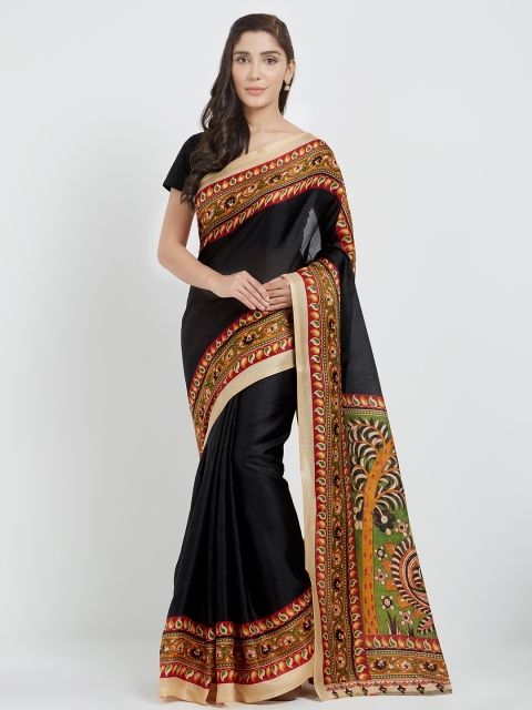 

Silk Bazar Black Art Silk Solid Bhagalpuri Saree