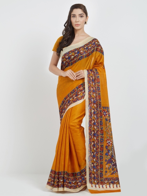 

Silk Bazar Orange Art Silk Printed Bhagalpuri Saree