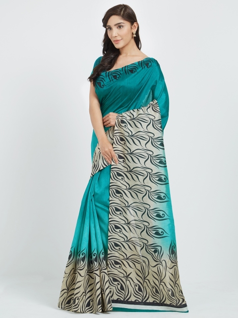 

Silk Bazar Turquoise Blue & Blue Art Silk Printed Saree