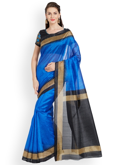 

Silk Bazar Blue Solid Poly Silk Saree