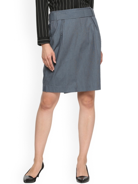 

Van Heusen Woman Grey Solid Straight Skirt