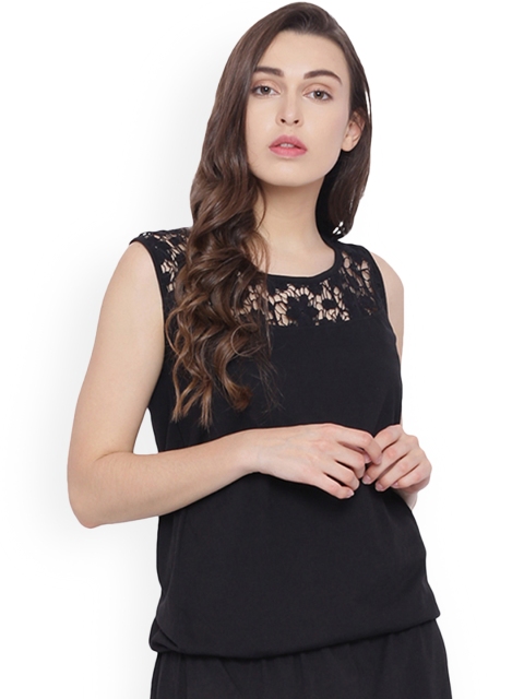 

Van Heusen Woman Black Solid Blouson Top