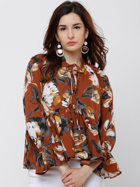 

Tokyo Talkies Women Brown Printed Empire Top
