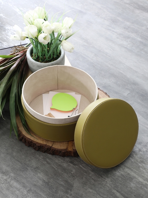 

Pure Home & Living Olive Green Round Storage Box