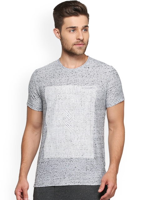 

People Men Grey Printed Round Neck T-shirt