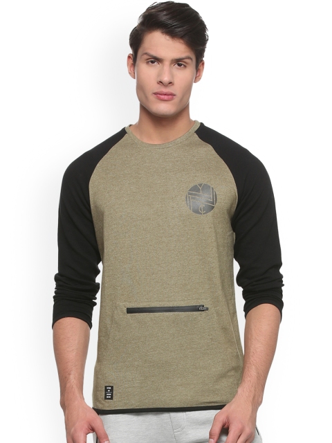 

People Men Olive Green Solid Sweatshirt