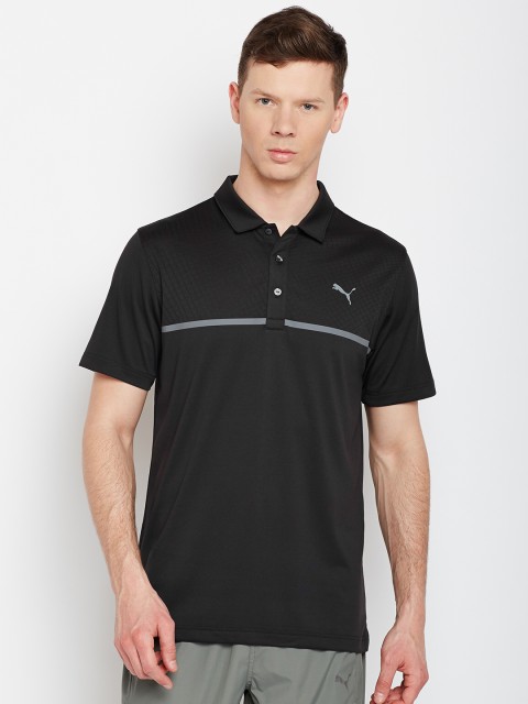 

Puma Men Black Solid Polo Collar T-shirt