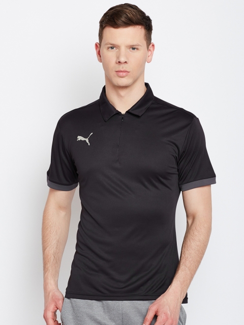 

Puma Men Black Solid Polo Collar T-shirt