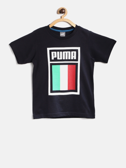 

Puma Boys Navy Blue Forever Football Country Printed Round Neck T-shirt