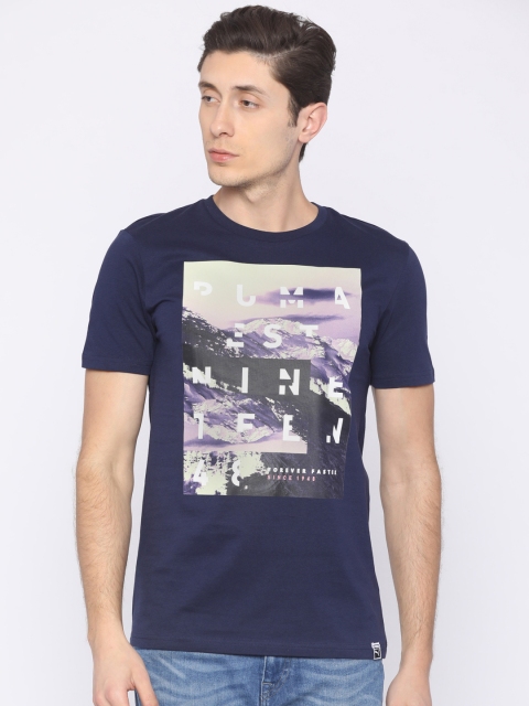 

Puma Men Navy Blue Printed Round Neck T-shirt