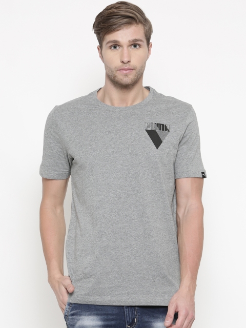 

Puma Men Grey Solid Round Neck T-shirt