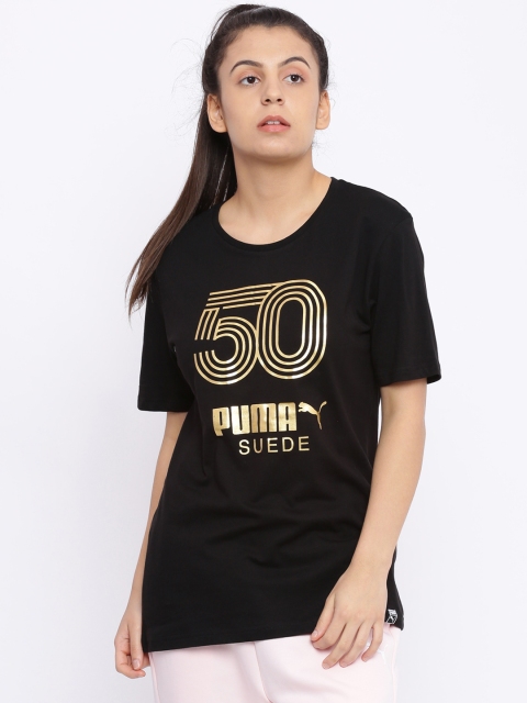 

Puma Women Black Printed Round Neck T-shirt