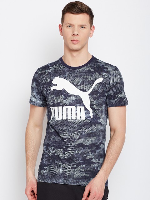 

Puma Men Navy Blue Printed Round Neck T-shirt