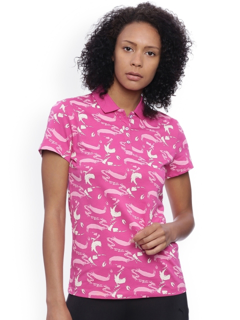 

Puma Women Pink Printed Polo Collar T-shirt