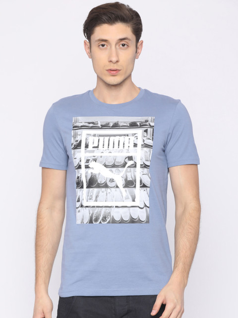 

Puma Men Blue Printed Round Neck T-shirt