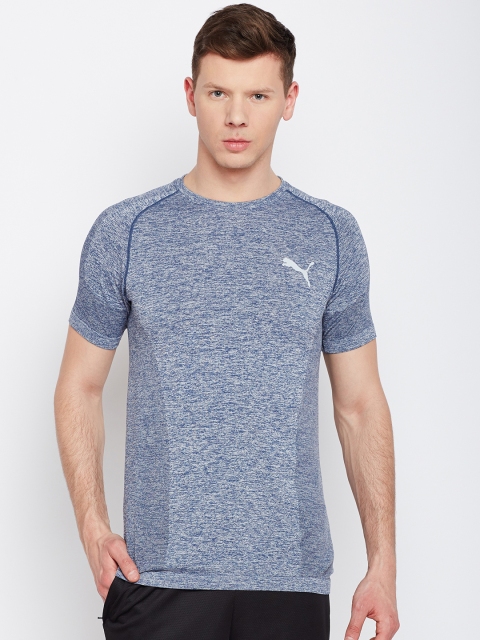 

Puma Men Blue Self-Design Round Neck T-shirt