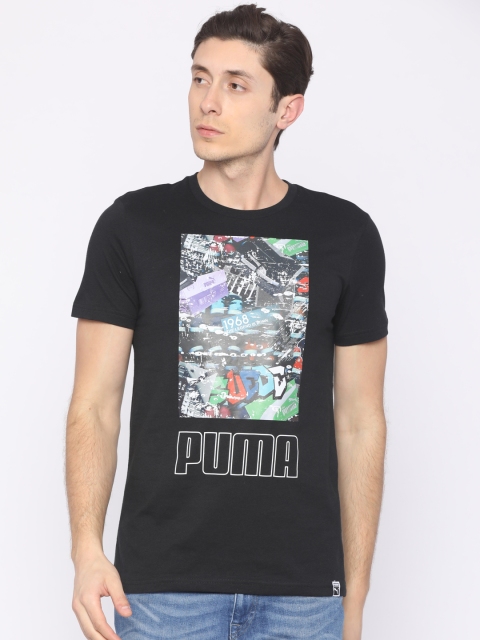 

Puma Men Black Printed Round Neck T-shirt