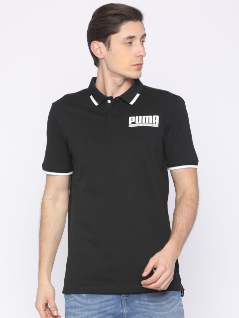 

Puma Men Black Solid Polo Collar T-shirt