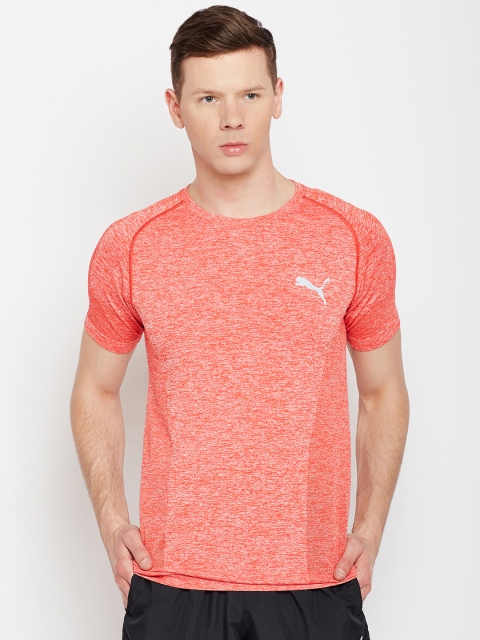 

Puma Men Coral Orange Solid Round Neck evoKNIT T-shirt