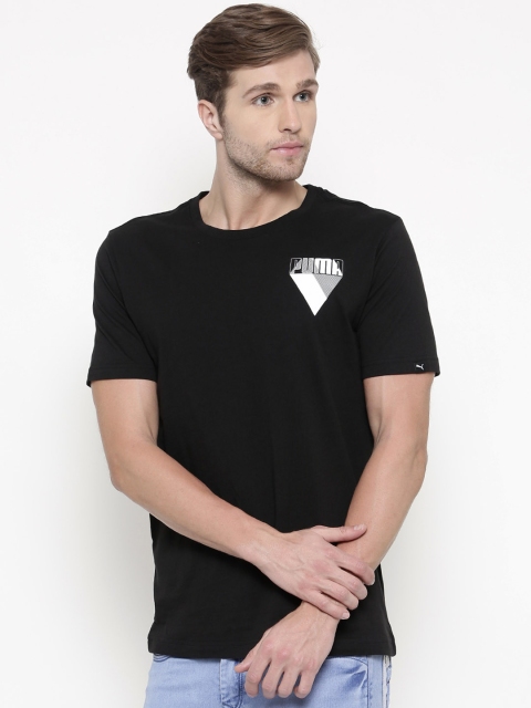 

Puma Men Black Solid Round Neck T-shirt
