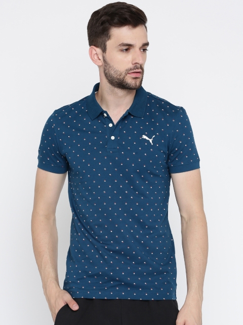 

Puma Men Teal Blue Printed Polo Collar T-shirt