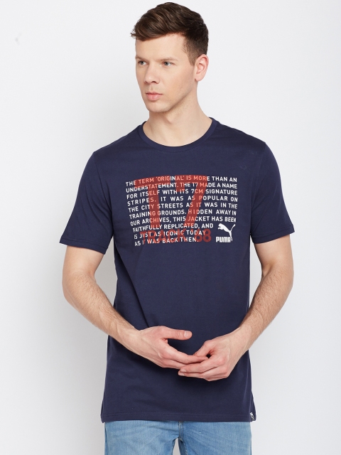 

Puma Men Navy Blue Printed Round Neck T-shirt