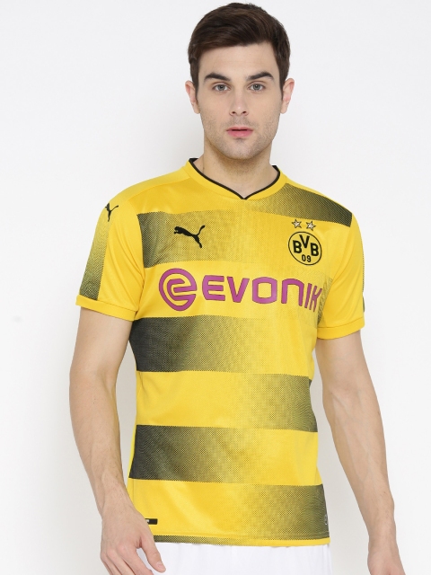 

Puma Men Yellow Printed V-Neck BVB Home Replica T-shirt