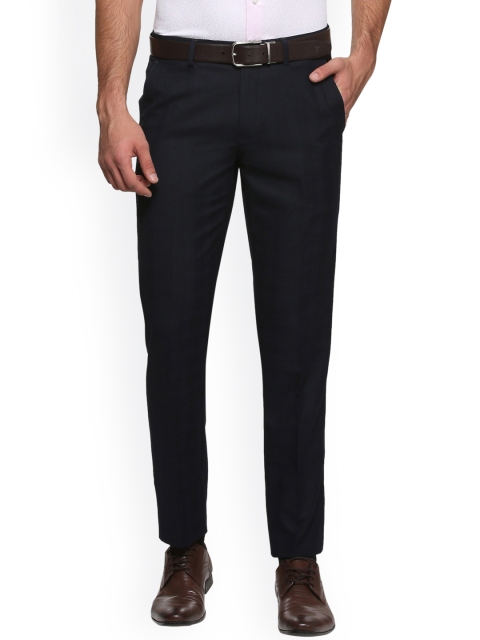 

Van Heusen Men Navy Blue Slim Fit Checked Formal Trousers