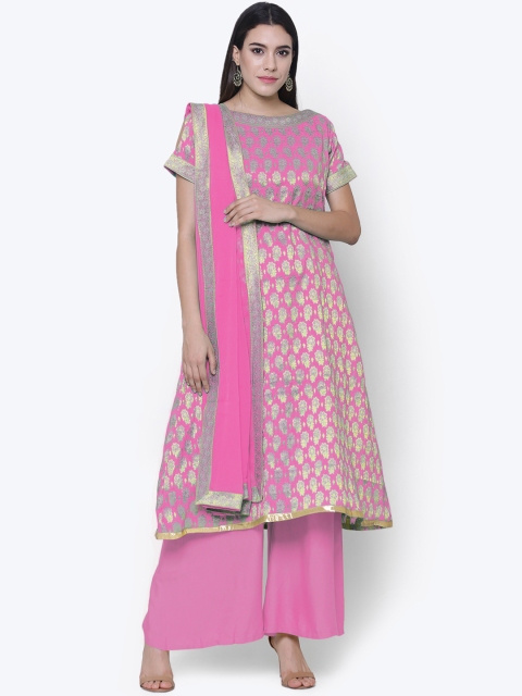 

Chhabra 555 Pink Cotton Blend Unstitched Dress Material